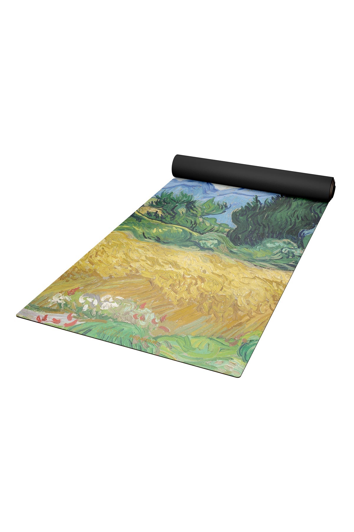 A Wheatfield, with Cypresses by Vincent van Gogh - PU Travel Yoga Mat (1.5MM)